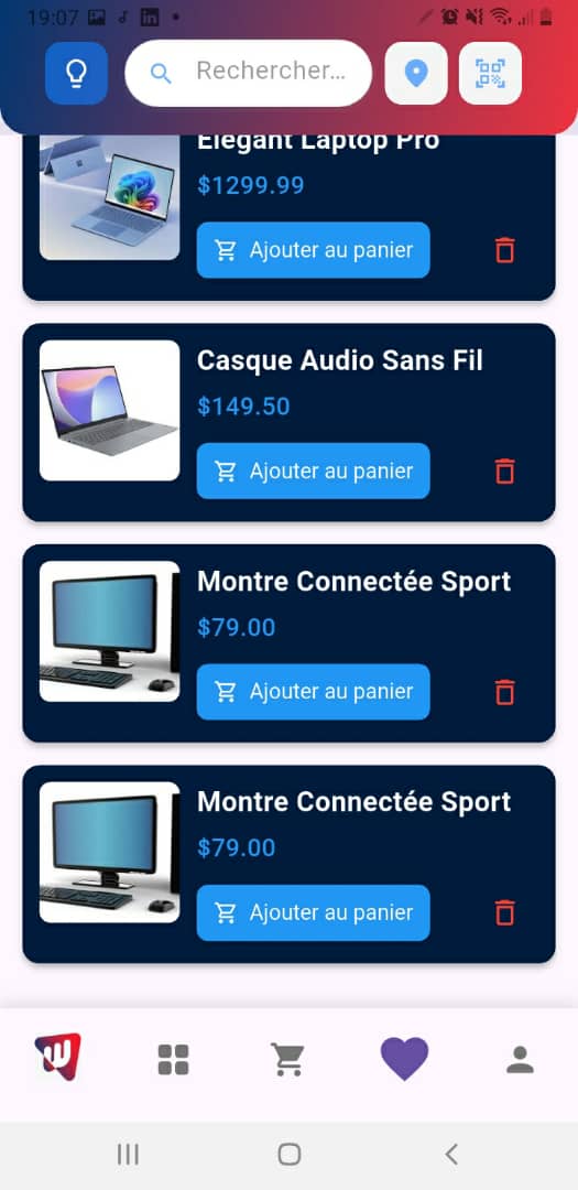 Interface utilisateur de l'application Waz'Up