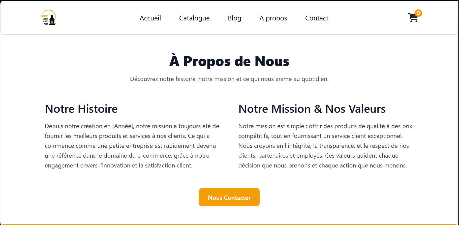 Page à propos de la maison d'édition